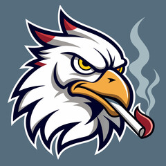 Mascot Logo Eagles smoke Cigarettes vector illustration