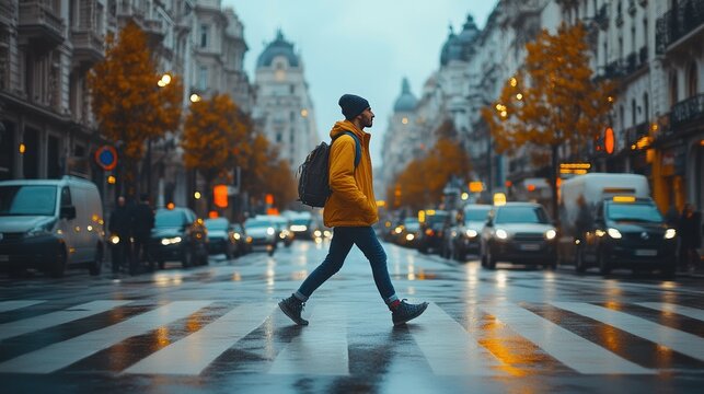 Urban pedestrian rainy day