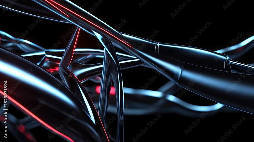 Poster Abstract metallic network with glowing points