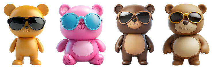 Fototapeta premium Cute Bear Models Wearing Sunglasses in Fun Iconic Collection