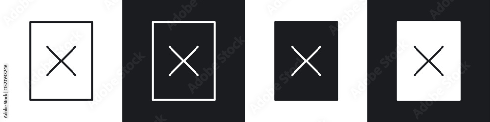 Poster delete document icons collection in black and white filled and line versions