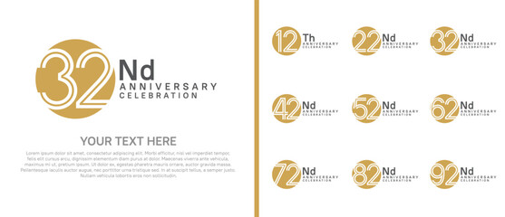 logo anniversary set. brown and black color with circle on white background for special event