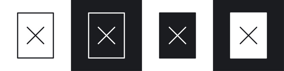 Delete Document icons collection in black and white filled and line versions