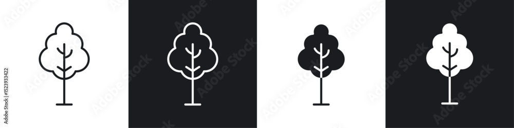 Poster tree free icons collection in black and white filled and line versions
