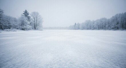 Obraz premium Icy expanse Snowcovered field and frosted trees
