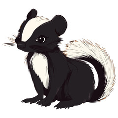 skunk, animal, vector, transparent background, creature, mephitis mephitis, cute, mammal, nature, polecat, rodent, wildlife, isolated