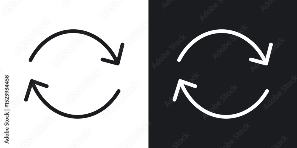 Poster refresh icons collection in black and white filled and line versions