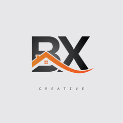 BX Real Estate Creative Logo – Minimalist House Roof Monogram for Property, Realtor & Construction Branding