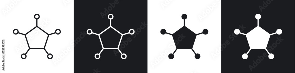 Poster chart connected icons collection in black and white filled and line versions