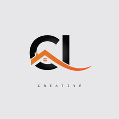  CI Real Estate Creative Logo – Minimalist House Roof Monogram for Property, Realtor & Construction Branding