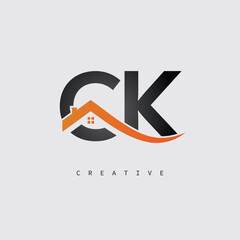  CK Real Estate Creative Logo – Minimalist House Roof Monogram for Property, Realtor & Construction Branding
