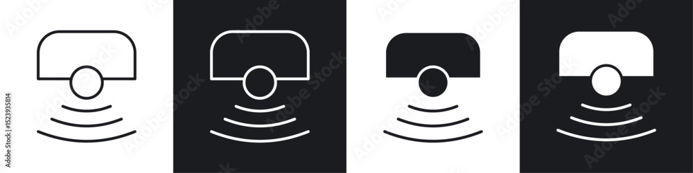 Poster sensor icons collection in black and white filled and line versions