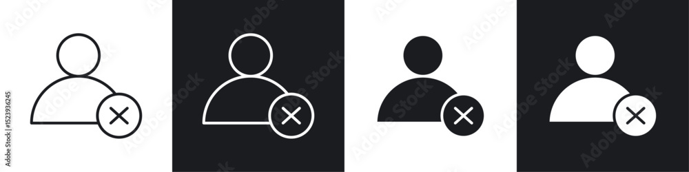 Aufkleber delete user icons collection in black and white filled and line versions