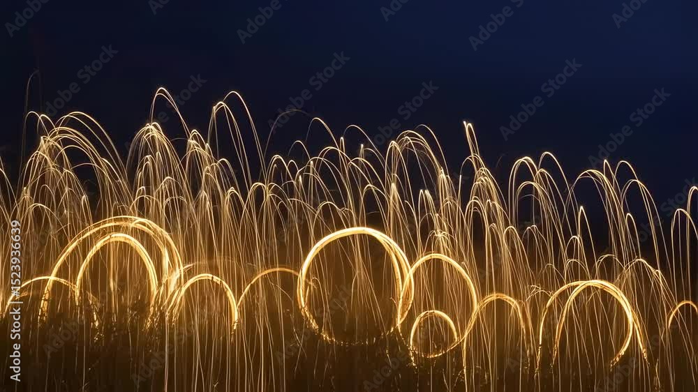 Poster elegant golden light trails on a dark background create a captivating visual effect