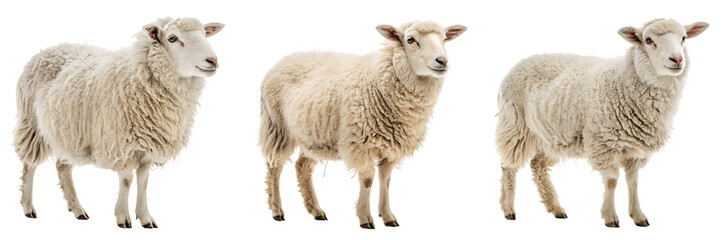 Naklejka premium Set For fluffy sheep isolated on transparent background