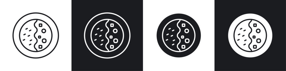 Kare raisu icons collection in black and white filled and line versions
