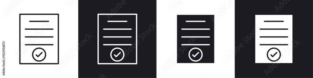 Poster accept document icons collection in black and white filled and line versions