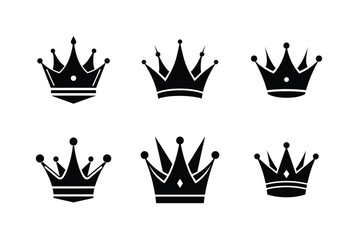 Crown Silhouette Icon Set vector illustration