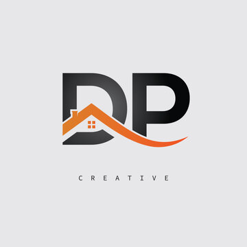 DP Real Estate Creative Logo &ndash; Minimalist House Roof Monogram for Property, Realtor & Construction Branding