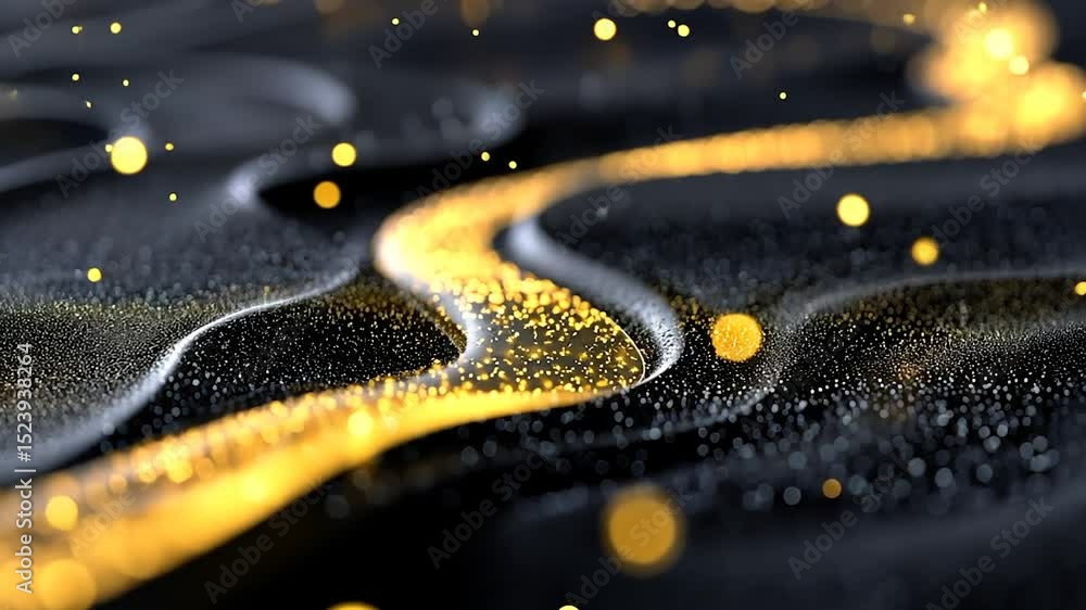 Poster Abstract design with gold particles on a dark background