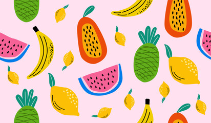 Cute mix fruits pattern background vector design