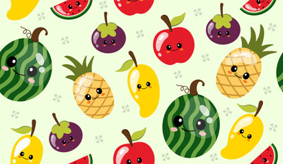 Cute mix fruits pattern background vector design