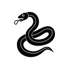 Fototapeta premium Snake Coiling Vector Silhouette Retro Pixel