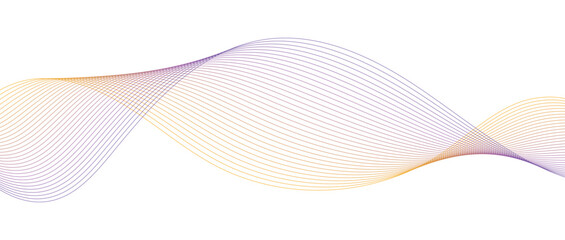 Abstract wave lines in purple yellow gradient on minimalist background. Futuristic and dynamic look, perfect for tech, digital, and modern design projects.