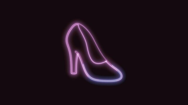 High-Heeled Shoe Icon Neon Seamless Loop 4K (Black Background) | Animated Promotional Typography for Video Editing