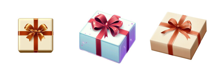 Obraz premium gift boxes with bows vector illustration on white background.
