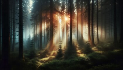 Obraz premium sunrise in the forest