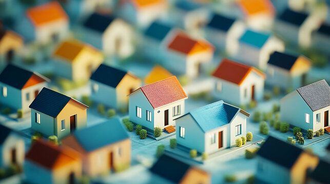 Colorful Miniature Houses In A Cityscape