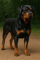 Obraz premium portrait of a black dog, Rottweiler 