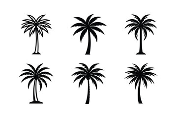 Fototapeta premium Palm Tree Silhouette Icon Set vector illustration