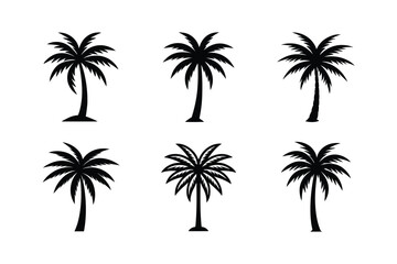 Fototapeta premium Palm Tree Silhouette Icon Set vector illustration