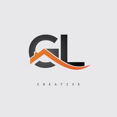 GL Real Estate Creative Logo – Minimalist House Roof Monogram for Property, Realtor & Construction Branding