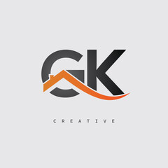 GK Real Estate Creative Logo – Minimalist House Roof Monogram for Property, Realtor & Construction Branding