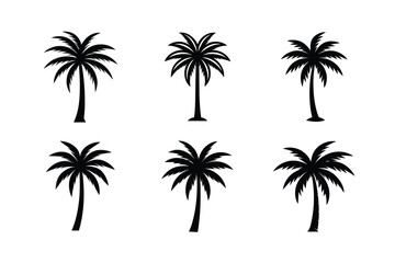 Obraz premium Palm Tree Silhouette Icon Set vector illustration