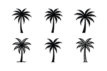 Obraz premium Palm Tree Silhouette Icon Set vector illustration
