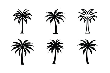 Fototapeta premium Palm Tree Silhouette Icon Set vector illustration