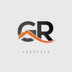 GR Real Estate Creative Logo – Minimalist House Roof Monogram for Property, Realtor & Construction Branding