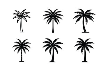 Palm Tree Silhouette Icon Set vector illustration