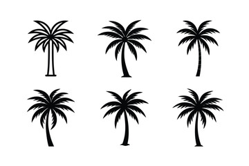 Fototapeta premium Palm Tree Silhouette Icon Set vector illustration