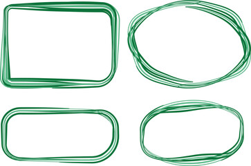 green colorful abstract scribble outline hand drawn frames set