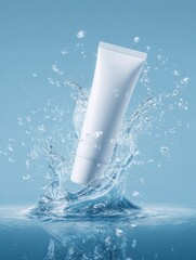 Skin care products facial cleanser cleanser cream bottle water splash close-up