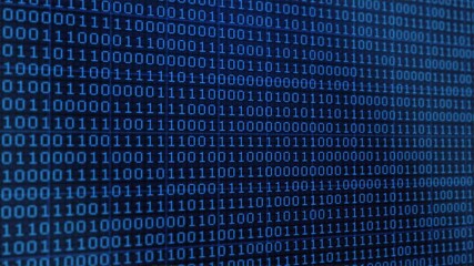 Abstract blue binary data flowing on a digital screen. - Powered by Adobe