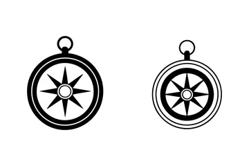 Compass navigation travel direction black and white