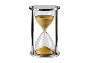 Isolated Classic Sand Hourglass with Flowing Golden Sand
