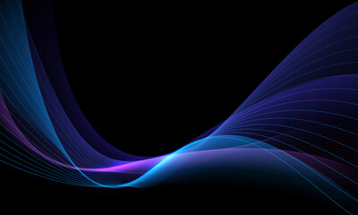 Abstract blue purple line wave curve on black design modern futuristic technology creative background vector