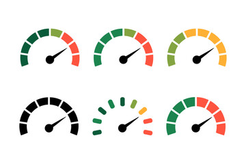 Speedometer gauge dashboard performance indicator set